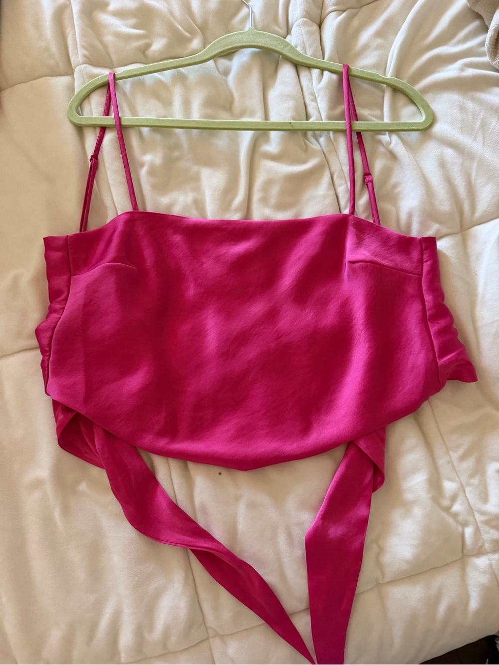 Sunday Best Fuchsia Satin Tie-Back Camisole
